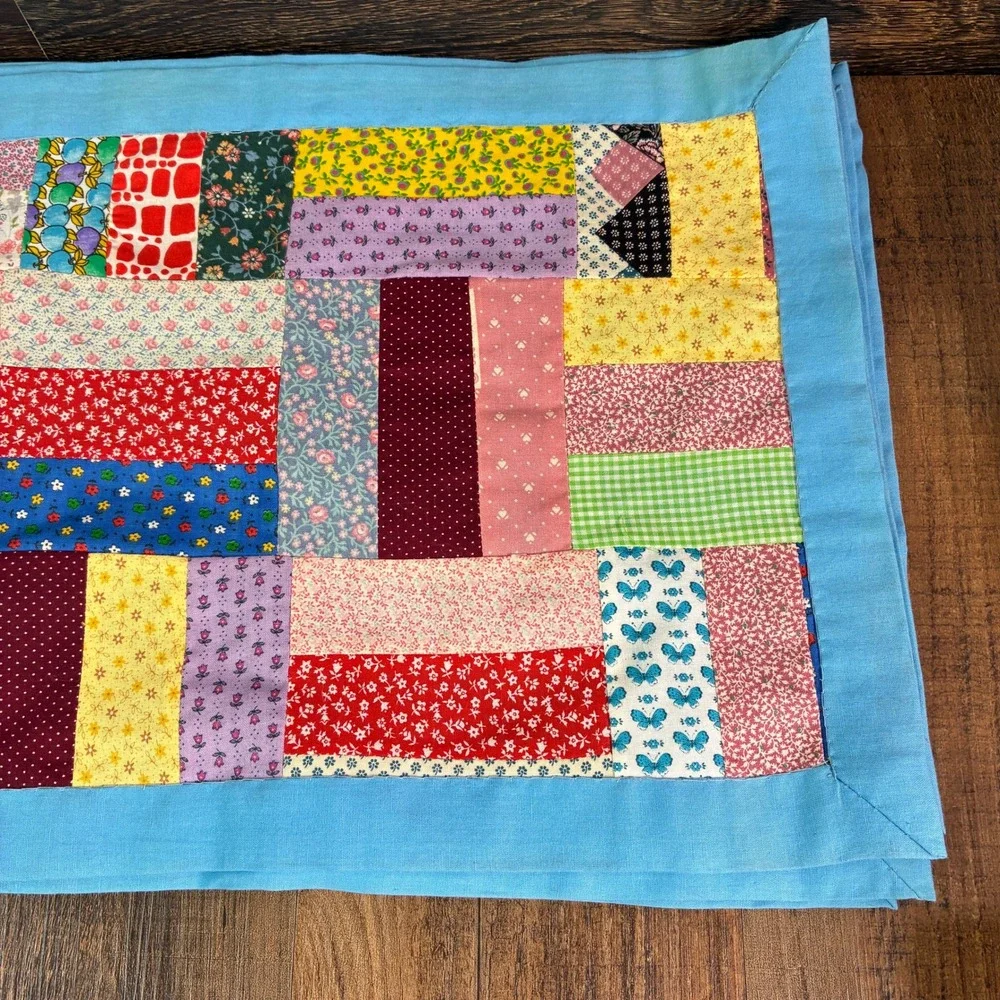 Handmade Quilted Patchwork Placemats Set of 6 Multicolor Floral Blue Farmhouse